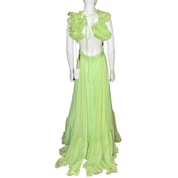 Mac Duggal Ruffle Tiered Cut-Out Chiffon Gown 67911 Mint Women’s Sz 8 - Picture 7 of 11